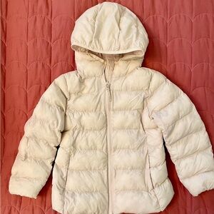 Kids Cream Lightweight Puffer Jacket, size 4, Uniqlo